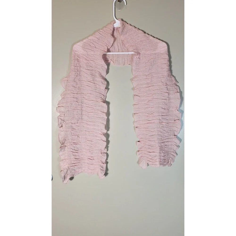 100% Cashmere Scarf Pink Blush Lightweight Textured Wrap Shawl Soft Luxury